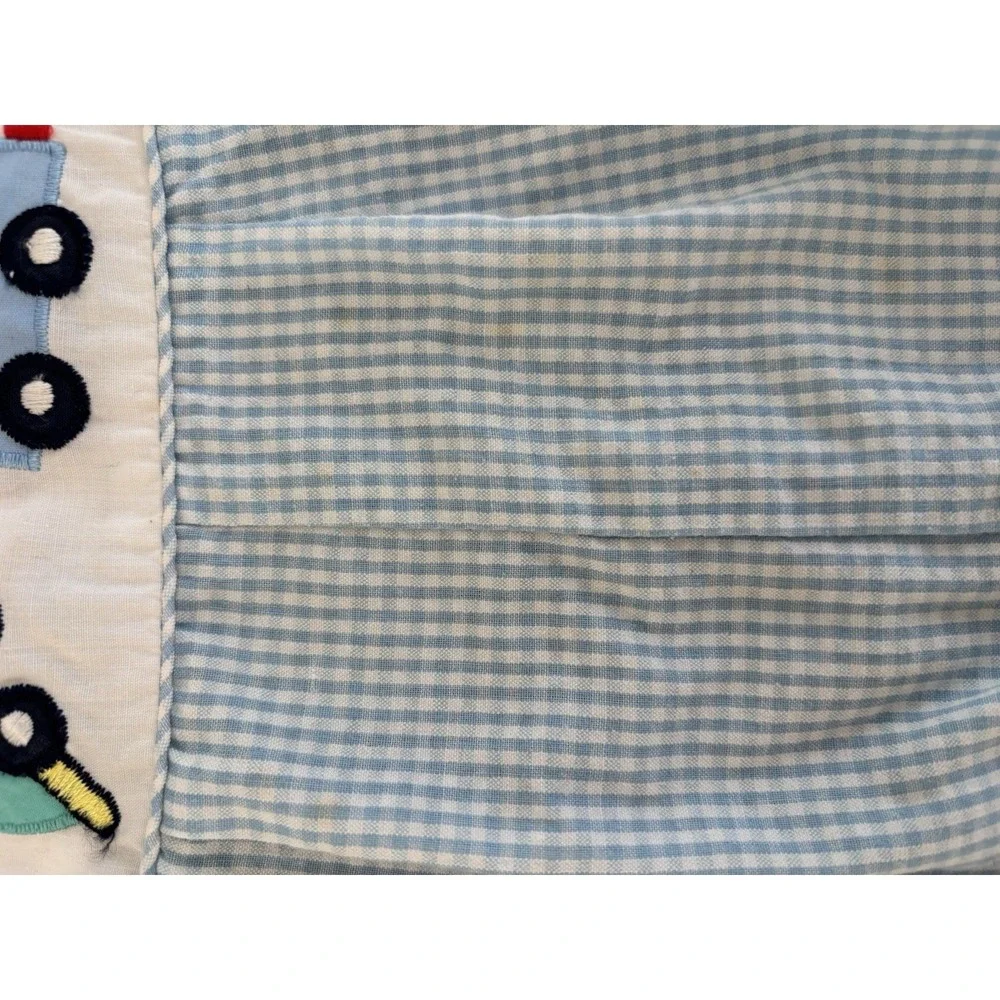 Vintage Baby Boy One Piece Romper Sz 24 Months Blue Checkered Tow Truck Car - Picture 6 of 6